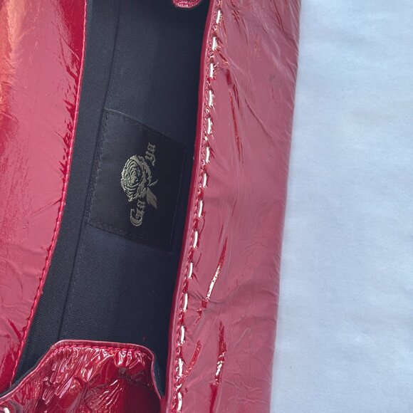 Cherry Red Patent Leather Envelope Clutch - Picture 8 of 11